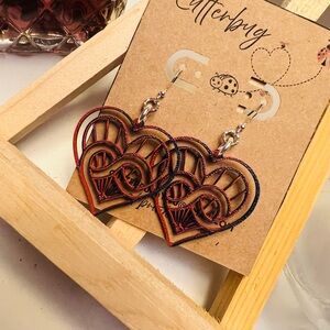 Heart Infinity geometric dangle Earrings - Red and Blue!